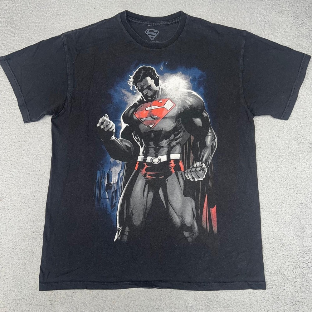 DC Comics Superman Light of the Sun T Shirt Men's Size L Black Man of Steel Tee